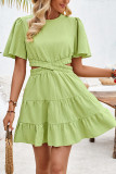 Waist Cut Out Short Sleeves Dress