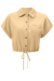 Button Up Fold Sleeves Shirt