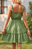 Plain Sleeveless Smocked Ruffle Dress