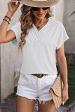 Plain Texture V Neck Short Sleeves Top
