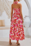 Halter Neck Floral Maxi Dress
