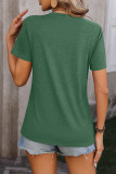Plain Crew Neck Pin-Tucked Short Sleeves Top
