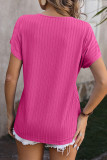 Plain Texture V Neck Short Sleeves Top