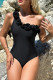 Black Floral One Shoulder Swimsuit