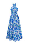 Halter Neck Floral Maxi Dress