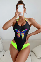 Halter Neck Butterfly One Piece Swimsuit