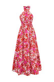 Halter Neck Floral Maxi Dress