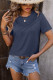 Plain Crew Neck Pin-Tucked Short Sleeves Top