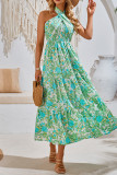 Halter Neck Floral Maxi Dress