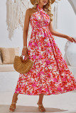 Halter Neck Floral Maxi Dress