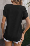 Plain Texture V Neck Short Sleeves Top