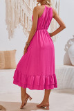 Plain Sleeveless Ruffle Dress