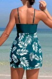 Sheer Printed Spaghetti Strap Tankini Set