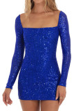 Sequin Glitter Square Neck Dress