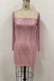 Sequin Glitter Square Neck Dress