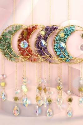 Moon Shape Colorful Stone Wind Chime