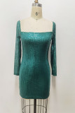 Sequin Glitter Square Neck Dress