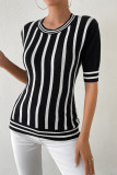 Black Stripes Colorblock Top