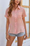 Plain Textured Buttoned Blouse Shirt