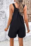 Plain Loose Pockets Buttoned Strap Romper