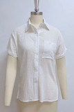 Plain Textured Buttoned Blouse Shirt