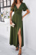 Plain V Neck High Waist Split Maxi Dress
