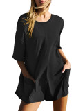 Backless V Neck Loose Pockets Romper
