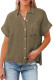 Plain Textured Buttoned Blouse Shirt
