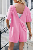 Backless V Neck Loose Pockets Romper