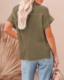 Plain Textured Buttoned Blouse Shirt