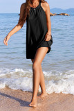Plain Eyelet Halter Tank Dress