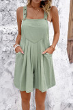 Plain Loose Pockets Buttoned Strap Romper