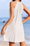 Plain Eyelet Halter Tank Dress