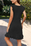 U Neck Sleeveless Ruffle Knitting Dress