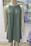Plain Eyelet Halter Tank Dress