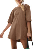 Backless V Neck Loose Pockets Romper