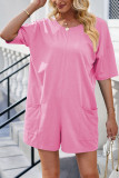 Backless V Neck Loose Pockets Romper