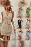 V Neck Sleeveless Top and Skirt 2PCS Set