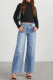 Washed Blue Wide Leg Jeans Pants