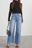 Washed Blue Wide Leg Jeans Pants