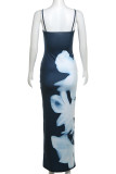 Blue Spaghetti Maxi Dress