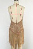 Beach Halter Neck Crochet Tassle Cover Up