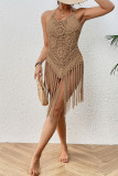 Beach Halter Neck Crochet Tassle Cover Up