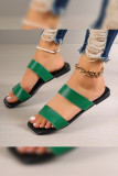Plain PU Strap Flat Slippers