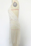 Beach Halter Neck Crochet Tassle Cover Up
