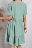 V Neck Short Sleeves Splicing Dress