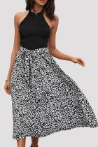 Blackl Leopard Halter Sleeveless Dress