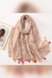 Printed Tassels Hem Linen Scarf MOQ 3pcs