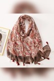 Printed Tassels Hem Linen Scarf MOQ 3pcs