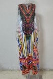 V Neck Sleeveless Boho Vintage Maxi Dress